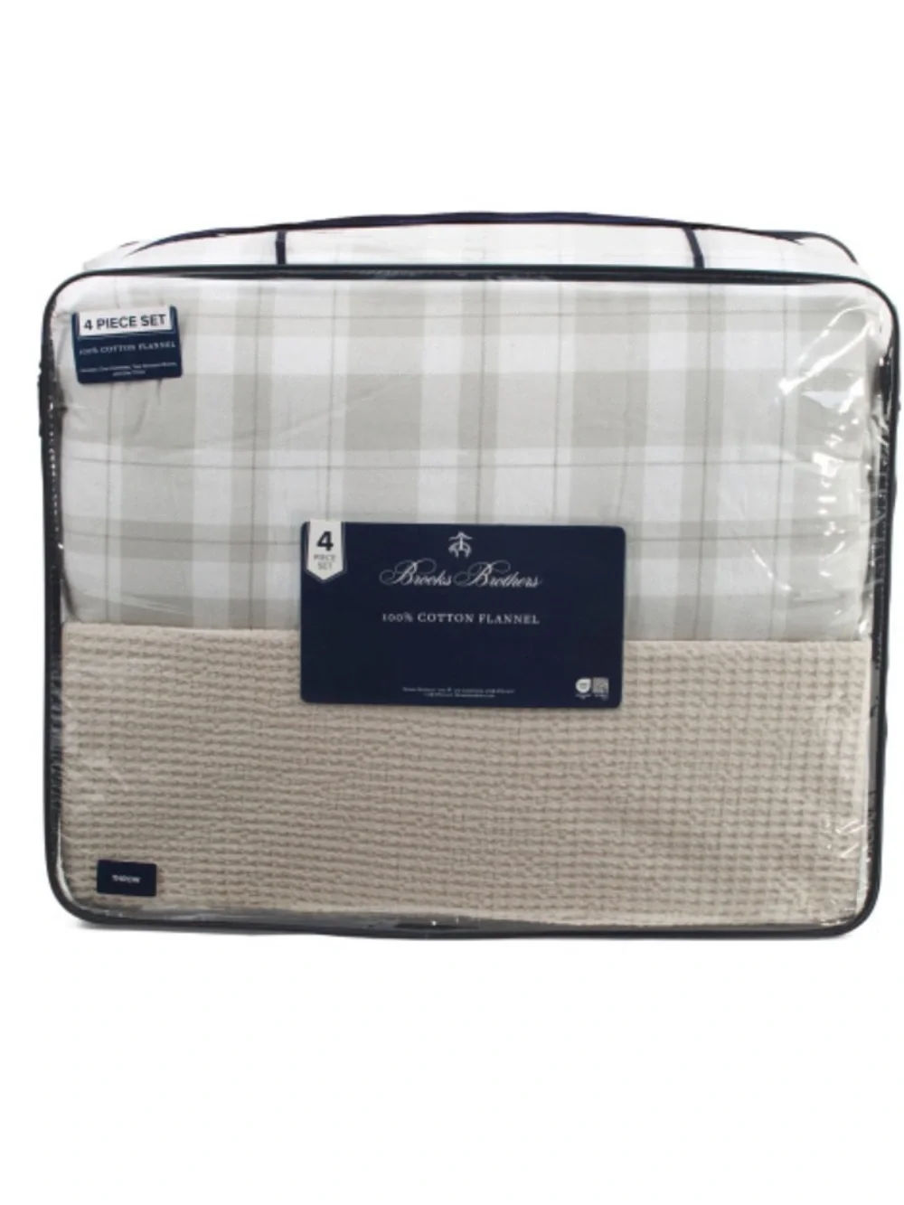 Brooks Brothers Ivory Plaid Cotton Comforter Set